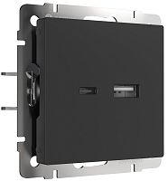 Розетка USB тип A+С без рамки Werkel 2-м. черный матовый картинка